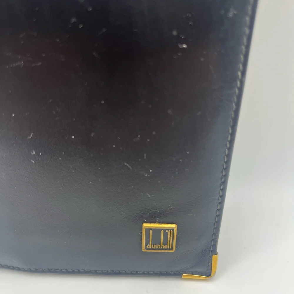 Dunhill Black Genuine Leather Men Long Wallet Gold Hardware 7 Inch